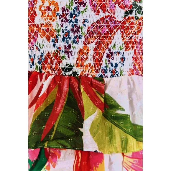 NWT FARM Rio Mixed White Layered Floral Midi Dress Size S - Picture 6 of 14